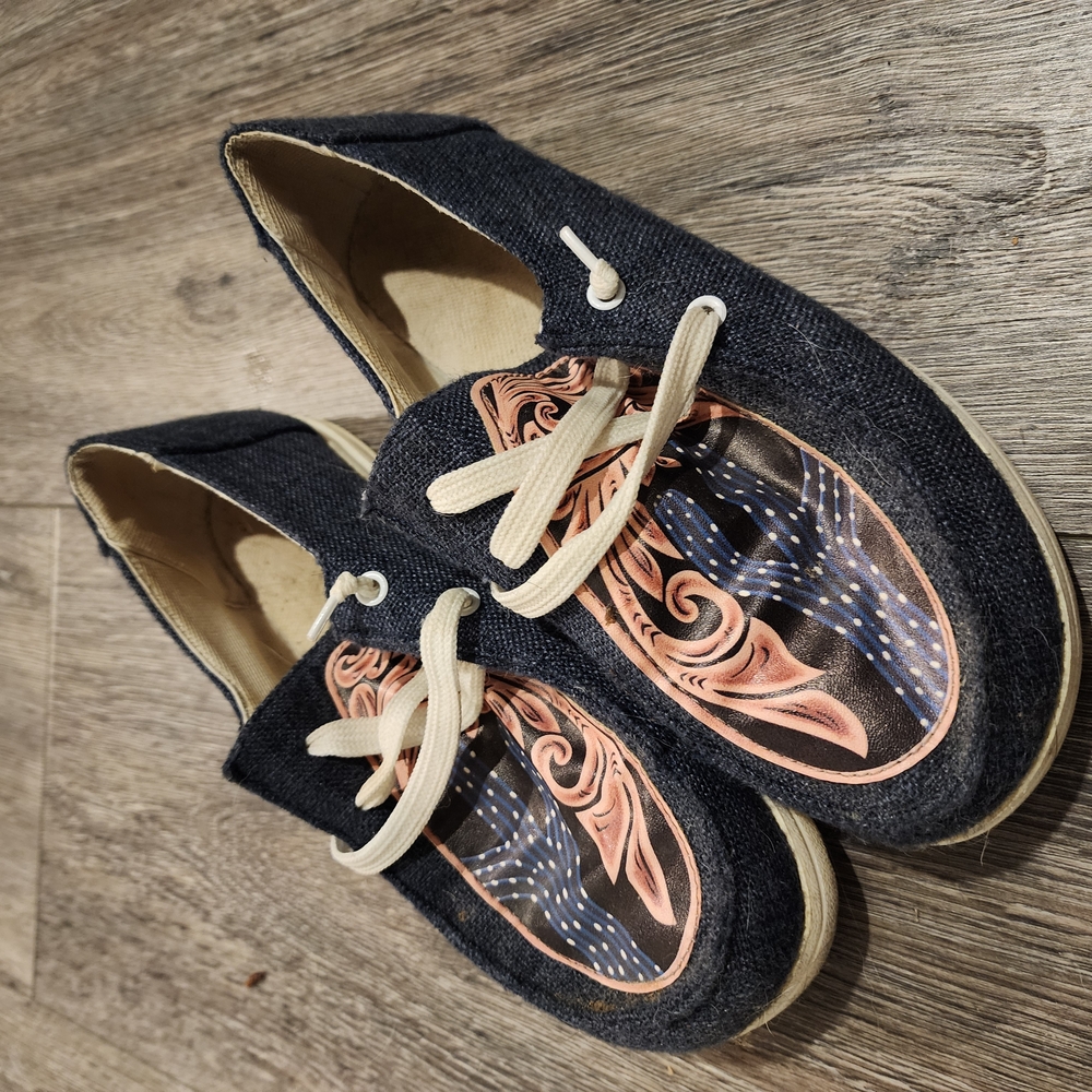 Stylish Faux Denim Western Tooled Slip-On Hey- Dude Like Shoes